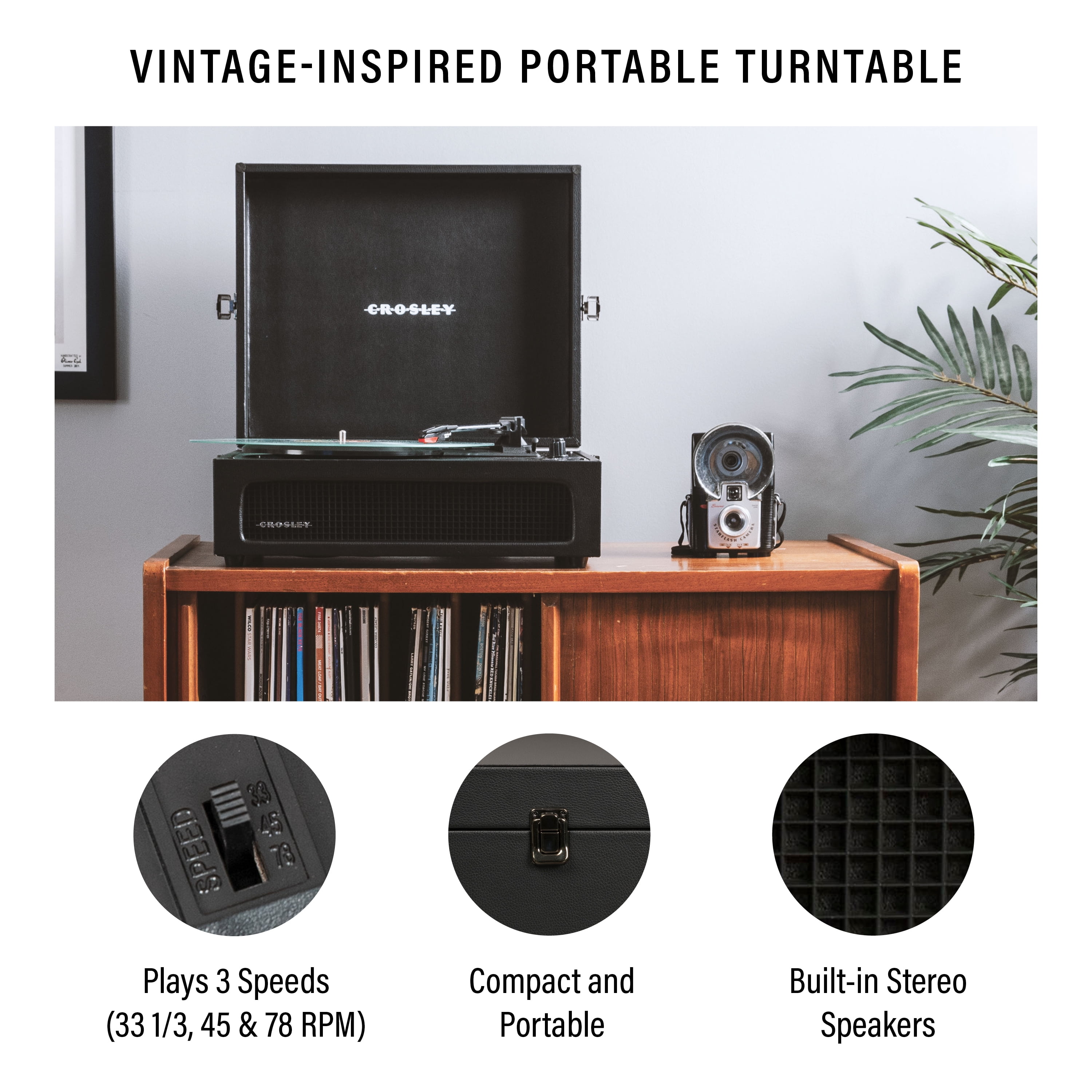 Crosley Voyager Vinyl Record Player with Speakers and Bluetooth - Audio Turntables