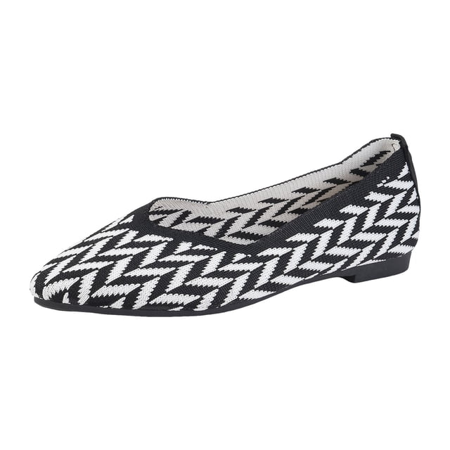 Dakaela Women's Ballet Flats Breathable Mesh Knit Pointed Toe Flat Shoes Work Office Slip on Loafers