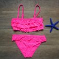 thumbnail image 5 of YMH 2Pcs Children Girls Solid Color Hollow Ruffles Strappy Bikini Swimsuit Swimwear, 5 of 8