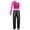 Hot Pink&Black, variant on TiaoBug Kids Girls Sequins Hip Hop Jazz Ballet Dance Outfits One Shoulder Long Sleeve Crop Top with Metallic Pants Set Silver 8