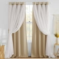 thumbnail image 2 of NICETOWN Nursery Double Layers Light Blocking Crushed Voile Sheer Overlap Blackout Curtains with 4 Tie-Backs for Girls Bedroom Window, Cortinas para sala (Set of 2, W52 x L63, Biscotti Beige), 2 of 7
