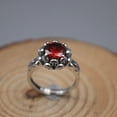 thumbnail image 2 of K-KED 925 Sterling Silver Ring with Red Gem Garnet Lotus Women's Thai Silver Ring 5-9, 2 of 6