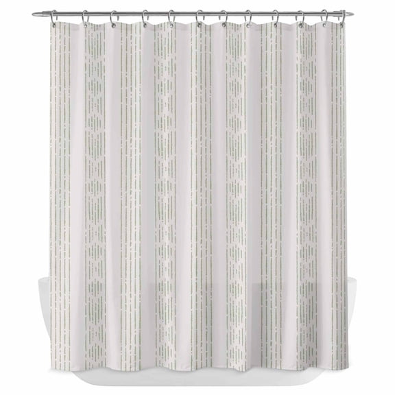 Xipuska Sage Green Stripe Shower Curtain - Water Repellent Fabric Shower Curtains Washable, Modern Abstract Vertical Stripes Beige Decorative Cloth Bathroom Curtains Modern Bath Decor 72"x72"
