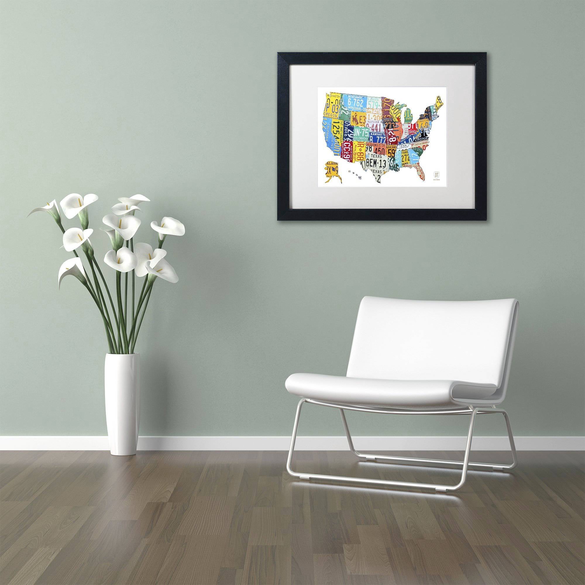 Trademark Fine Art Abstract Matted Framed Art ' License Plate Map2 ' by Design Turnpike
