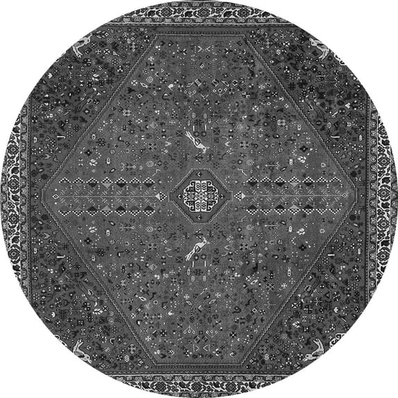 Ahgly Company Indoor Round Persian Gray Traditional Area Rugs, 3' Round