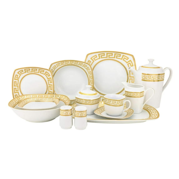 Euro Porcelain 57-pc Banquet Dinnerware Set, Luxury Dining Tableware Service for 8
