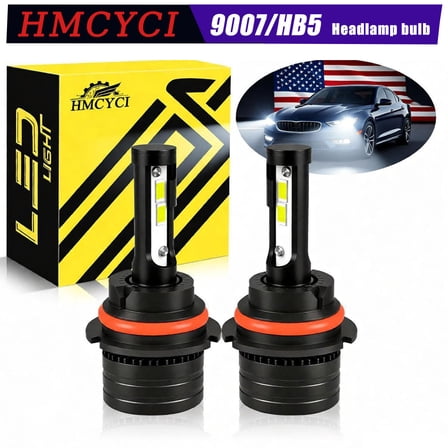 HMCYCI Upgraded 9007 HB5 Led Headlights Bulb, Dual High Low Beam Headlight, Super Bright, 6000K Cool White, Pack of 2