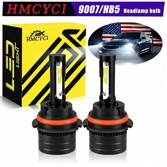 HMCYCI Upgraded 9007 HB5 Led Headlights Bulb, Dual High Low Beam Headlight, Super Bright, 6000K Cool White, Pack of 2