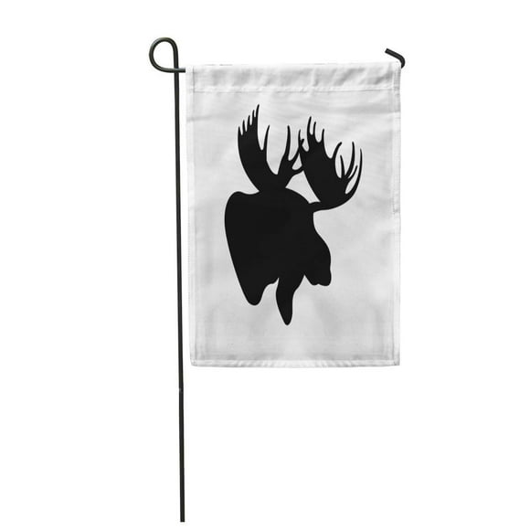 POGLIP Bull Moose Head Profile Vector Illustration Black Silhouette Alaska Garden Flag Decorative Flag House Banner 28x40 inch