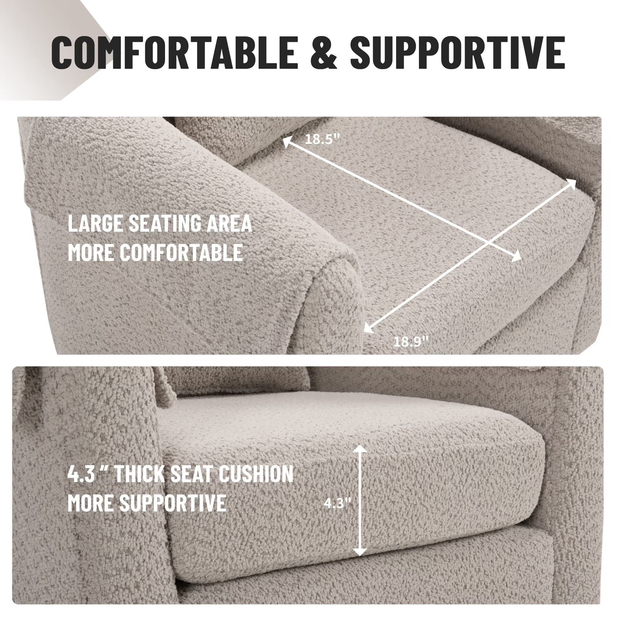 Avobird Living Room Chair With Ottoman Set, Chenille Barrel Armchair with Removable Back Pillow & 2 Armrest Covers, Gray