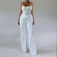 thumbnail image 2 of Wdgfv Womens Sequins Jumpsuits Formal Backless Romper Long Pants with Chain Belt and Sparkling Sequins Backless Elegant Pantsuit for Evening Wear White M, 2 of 5