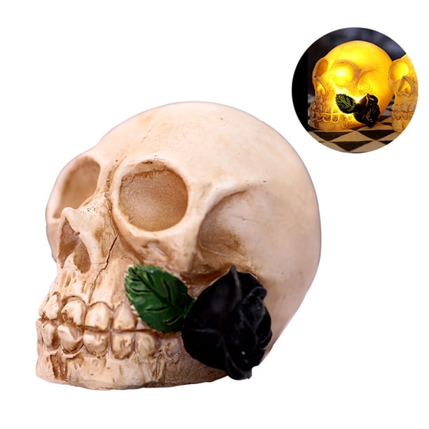 Halloween Rosa Flor Esqueleto Iluminar Decoración Led Cabeza De Esqueleto Luz De Noche Para Casa Embrujada Fiesta De Halloween Serendint HA045454-03