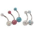 thumbnail image 2 of 2x 5PCS Bola Brillante de Acero Inoxidable Pendiente de Ombligo de Cristal Barra de Anillos de Botón de Ombligo Fernando Anillo de ombligo de cristal, 2 of 8