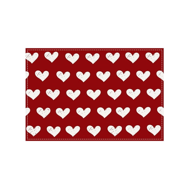 Napéron en Lin Rouge à Motif de Cœur et de Lettres, Saint-Valentin, Fête, Isolé, Protège-Table 30 cm x 45 cm