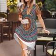 thumbnail image 3 of Fotbe Mandala Vestido Largo de Moda para Mujer, Vestido Tipo Camiseta con Manga Corta y Estilo Casual a Rayas y Bloques de Color, 3 of 6