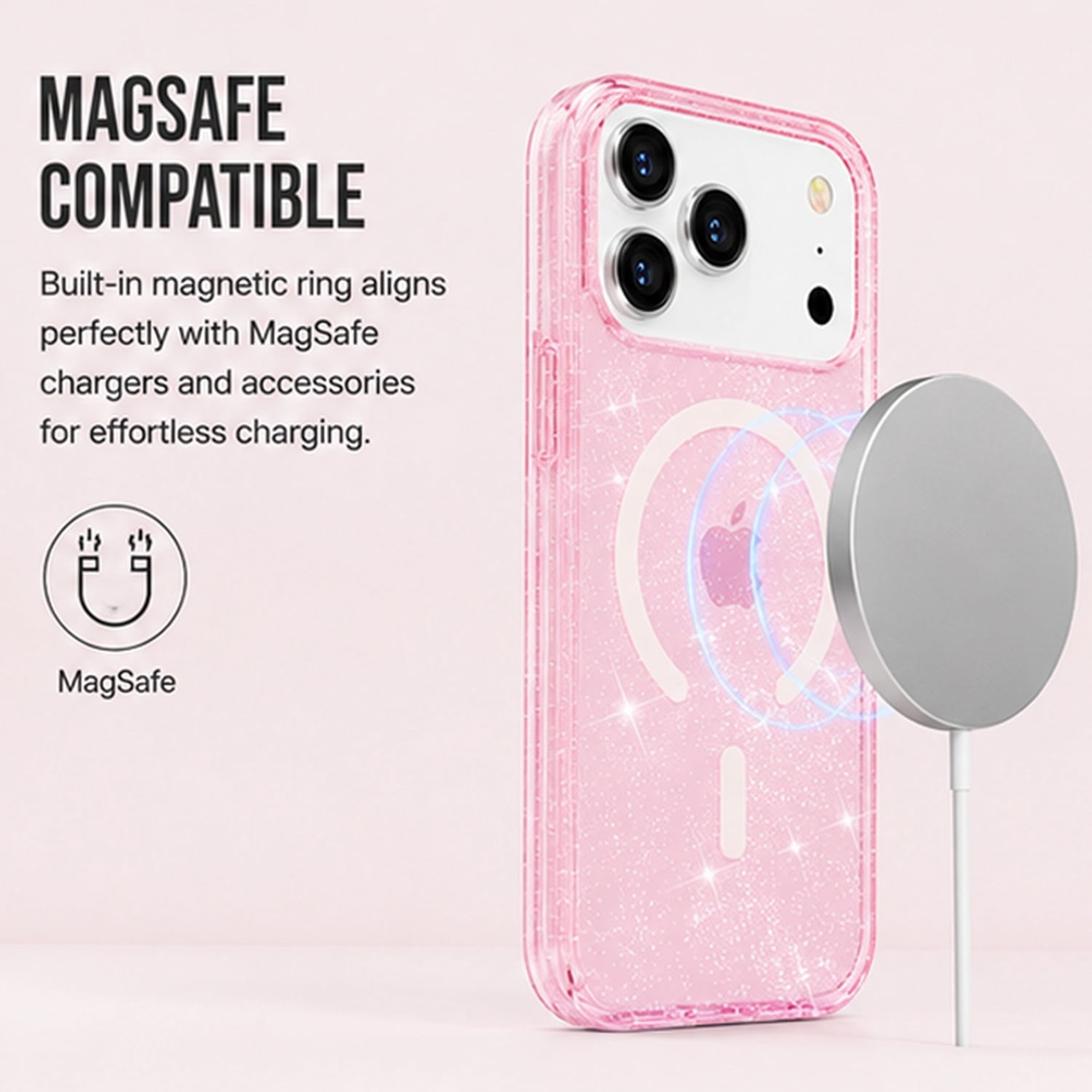 Transparent Color Case with Magsafe for iPhone 17 Pro - Sparkle Pink
