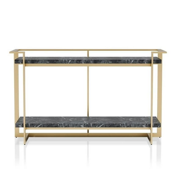 Furniture of America Meliman Contemporary Metal 1-Shelf Console Table in Gold