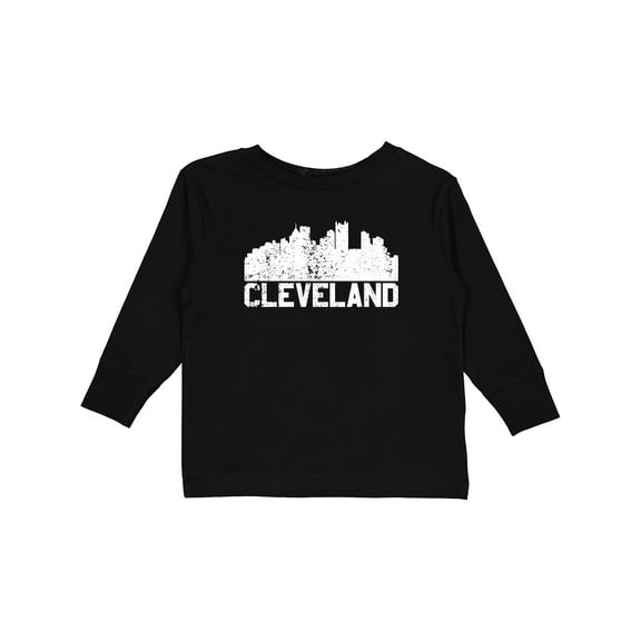 Inktastic cleveland skyline grunge white Boys or Girls Long Sleeve Toddler T-Shirt