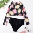 thumbnail image 2 of Toddler Swimsuit Girl Big Kids Summer New Swimsuit Long Sleeved Swimsuit Two Piece Set Crushed Beach Swimsuit Baby Girl Bathing Suit,Size 9-10 Years, 2 of 6