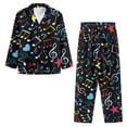 thumbnail image 3 of Renewold Novelty Colorful Notes Hearts Pajama Pjs for Fall Spring Winter Warm Women Athletic Clothing Button Loungewear Size M Thermal Long Sleeve Shirt & Pants Set of 2, 3 of 6