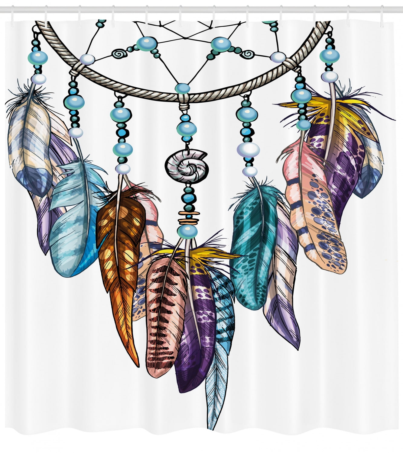 Feather Shower Curtain Ornate Dreamcatcher With Feathers And