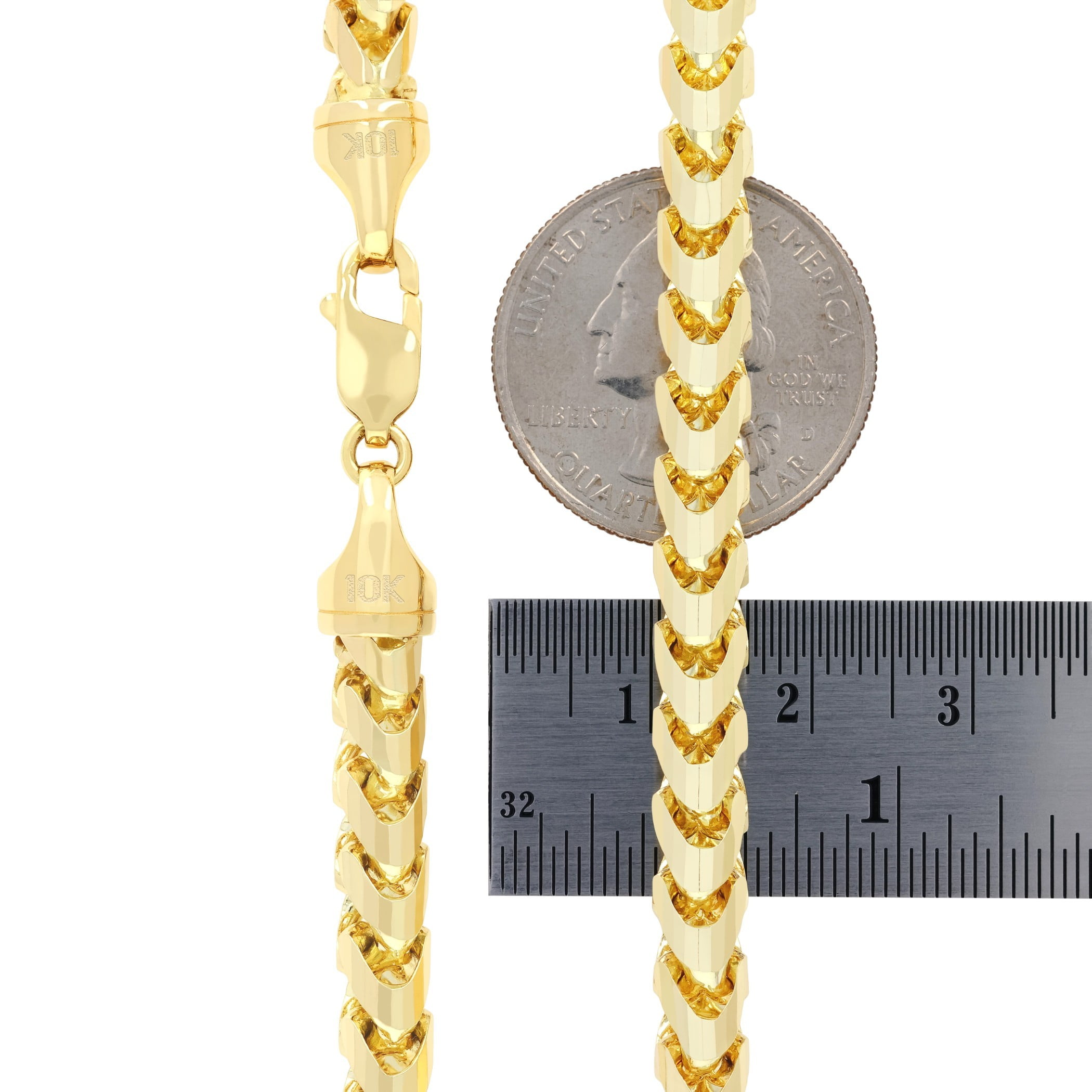 Nuragold 10k Real Yellow Gold Solid Franco Diamond Cut 6mm Spiga Wheat Chain Bracelet (7"-9") Italian Jewelry for Men