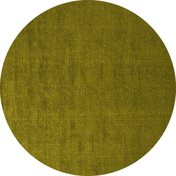 Ahgly Company Machine Washable Indoor Round Solid Yellow Modern Area Rugs, 5' Round