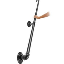 6FT Pipe Stair Handrail - 440LB Capacity Carbon Steel Wall Mount Railing w/ Industrial Matte Black Finish - Indoor/Outdoor Use for Homes, Offices & Bars