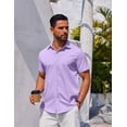 thumbnail image 4 of COOFANDY Mens Casual Shirt for Men Short Sleeve Button Down Shirt Men No Tuck Shirts for Men Summer Wedding Shirt, 4 of 6