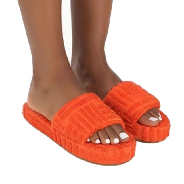 Towelling Slider Slippers For Women Girls Slip-on P Shoes Hold