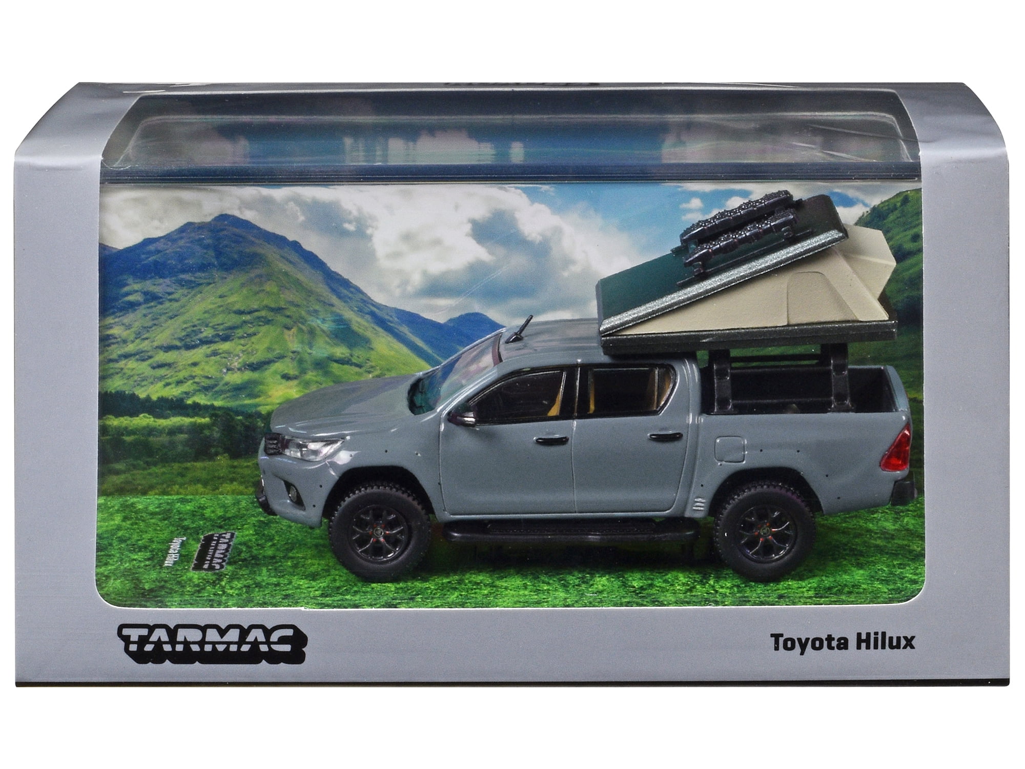 Toyota Hilux Pickup Truck RHD Gray with Camping Equipment "Road64" Series 1/64 Die Cast Model Car by Tarmac Works