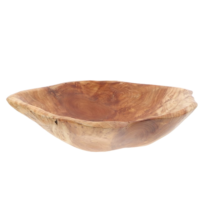 ifundom Light Brown Wood Fruit Bowl Handmade for Home Kitchen Counter Dessert Display