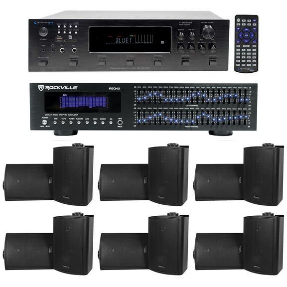 Technical Pro 6000w 6-Zone Home Theater Bluetooth Receiver  12) 5.25" Speakers EQ