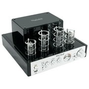 Rockville BluTube Tube Amplifier+6.5 Wood Bookshelf Speakers+36 Wood Stands + Rockville BLUE 14G50 OFC 14 Gauge 50 Foot 100% Copper Speaker Wire