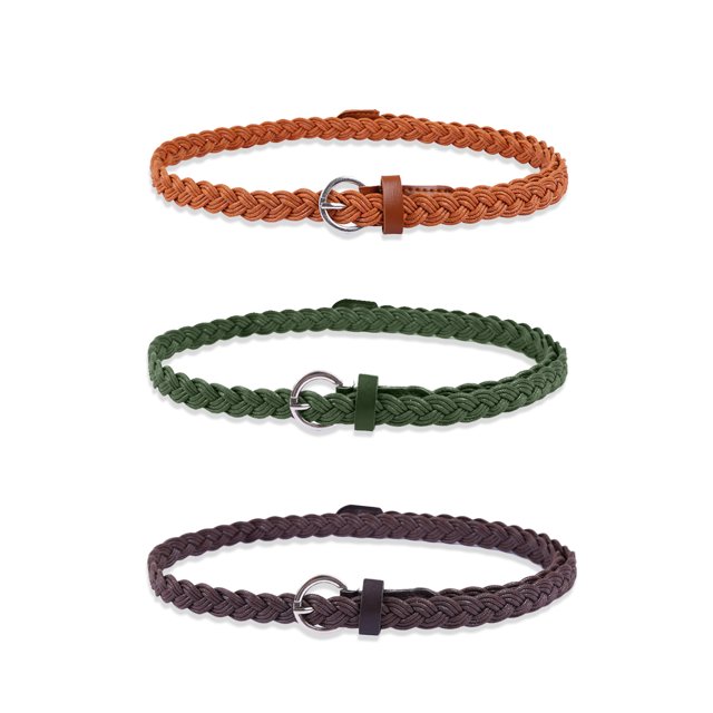 Unique Bargains Women's Adjustable Single Pin Buckle Skinny Braided Belt