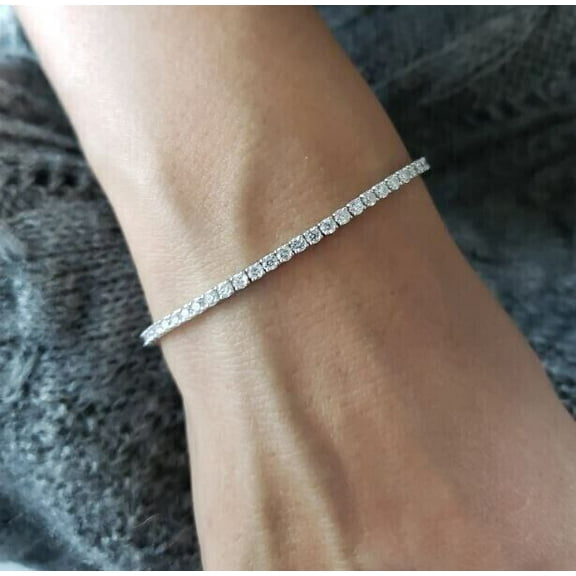 2.50Ct Diamond Tennis Bracelet 7"4MM 14K White Gold Plated Lab Created