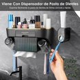 thumbnail image 2 of Estante Para Almacenamiento de Cepillos de Dientes Sin Perforaciones Montado en La Pared, Dispensador de Pasta de Dientes Con Vaso Para Enjuague Bucal, Estante de Pared Para Lavabo de Baño, 2 of 7