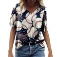 thumbnail image 1 of Gibobby Playera Corte clásico para Mujer Camiseta suelta informal con cuello en V para mujer, blusa manga corta con estampado(Blanco,M), 1 of 4