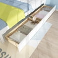 thumbnail image 4 of uhomepro Wood Twin Size Platform Bed with 2 Storage Drawers, Pine Wood Bed with Headboard, Modern Twin Size Bed Frame with Wood Slats Support, No Box Spring Needed, White, 4 of 10