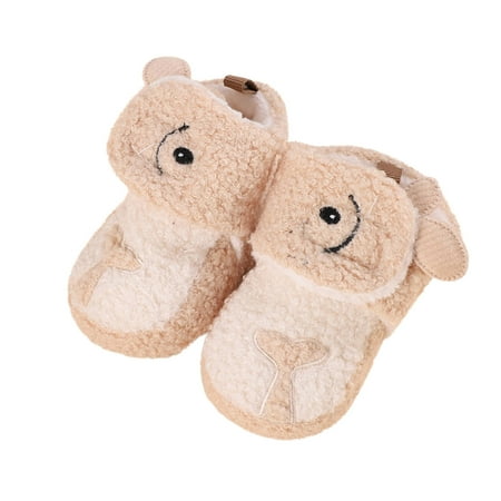 

Winter Children Infants Toddler Shoes Boys And Girls Floor Shoes Flat Bottom Non Slip Plush Warm Hook Loop Cute Cartoon Fish Tail Pattern