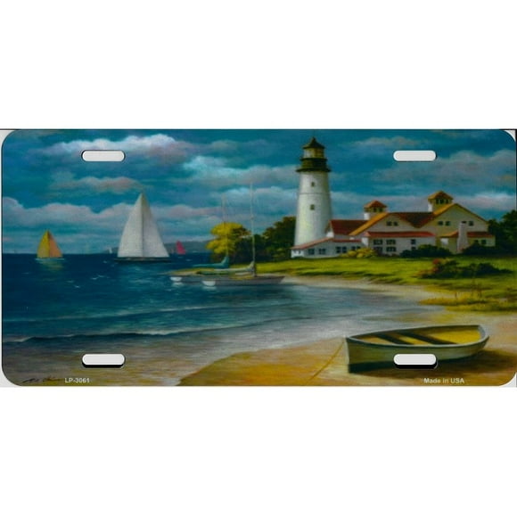 Lighthouse Painting License Plate