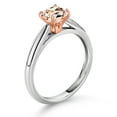 thumbnail image 3 of Gem Stone King 0.52 Ct Cushion Peach Morganite 10K White Gold Engagement Ring with Rose Gold Prongs (Size 7), 3 of 4