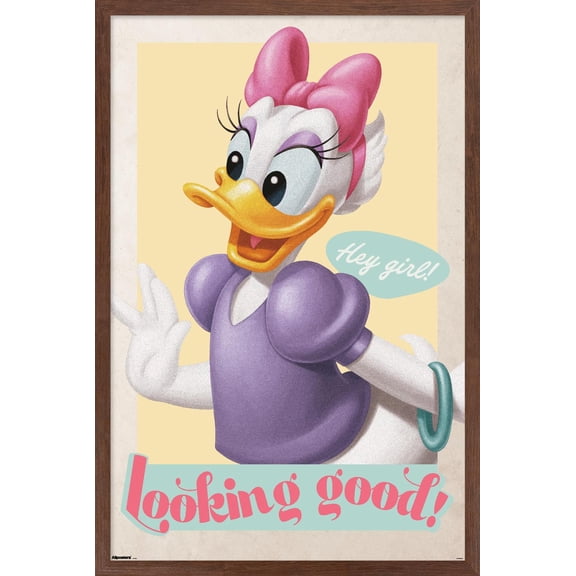 Disney Daisy Duck: Good Old Days - Hey Girl! Wall Poster, 14.725" x 22.375" Framed