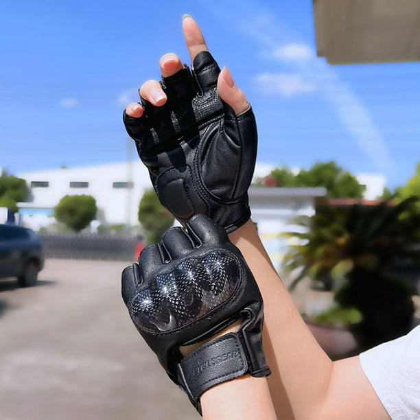 Motorcycle Gloves, Half Finger Fingerless Breathable with Carbon Driving  Cycling , XL