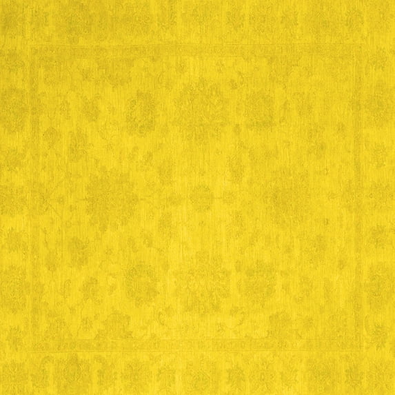 Ahgly Company Indoor Square Oriental Yellow Traditional Area Rugs, 4' Square