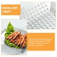 thumbnail image 4 of Vegetable Grill Basket Large Non Grid Pan Stainless Steel Perforated Grill Topper for Grilling Veggies Seafood Meats Chicken Silver, 4 of 6