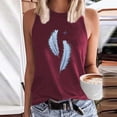 thumbnail image 1 of Débardeurs & Camisoles pour Femmes Liquidation Mode Confortable Décontracté Imprimé Plume Col Rond, 1 of 4