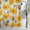 thumbnail image 2 of Golden Gray Chrysanthemum Shower Curtain Set, Waterproof Shower Curtains for Bathroom, Farmhouse Bees Floral Rustic Washable Fabric Cloth Bath Curtain for Bathtub Decoration with Hooks 48x72 Inches, 2 of 9