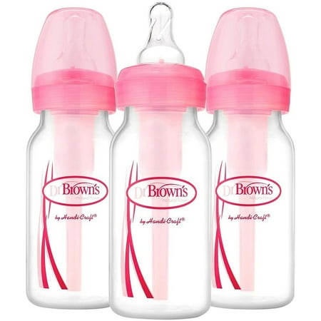 UPC: 0072239306963 | Dr. Brown s Natural Flow Anti-Colic Options+ Narrow Baby Bottles 4oz/120mL with Level 1 Slow Flow Nipples 3-Pack Pink 0m+