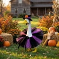 thumbnail image 2 of AZXY Halloween Porch Goose Outfit, Purple Black Spider Web Pumpkin Witch Hat & Fluffy Tulle Tutu Kit for 23 Inch Resin Lawn Goose Statue, Front Door Courtyard Patio Fall Harvest Outdoor Decor, 2 of 7